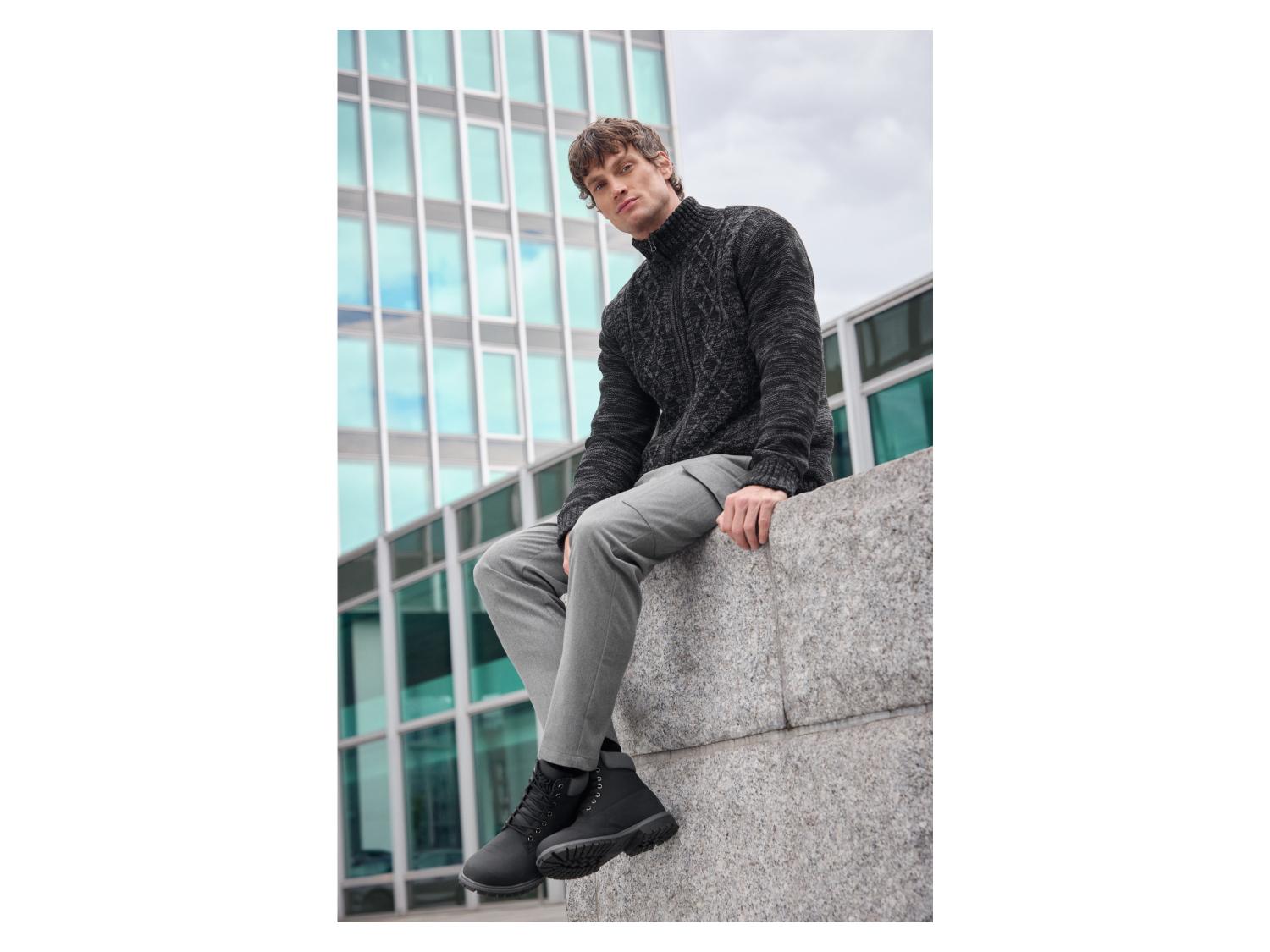 Herren Strickjacke Grobstrick - Zopfmuster Cardigan Mit Schalkragen Winter