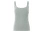 Ein graues Tanktop mit Spitze am Ausschnitt.