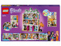 Lego Friends Set mit einem dreistöckigen Gebäude, Fahrrad, Minifiguren und Kunstzubehör.