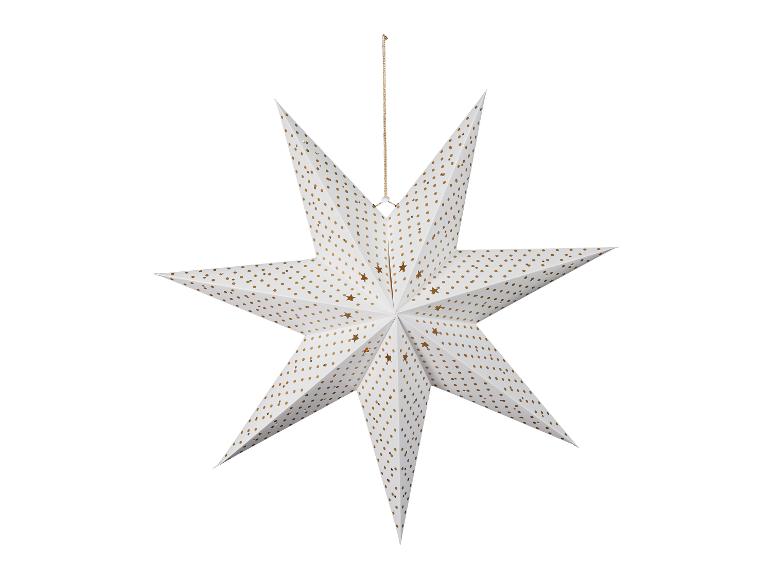 Weißer Weihnachtsstern mit goldenen Punkten und ausgeschnittenen Sternen