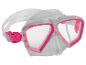 Crivit Tauchmaske, transparent mit rosa Details.