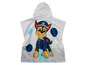 Ein grauer Kapuzenbademantel mit Chase von der Paw Patrol.