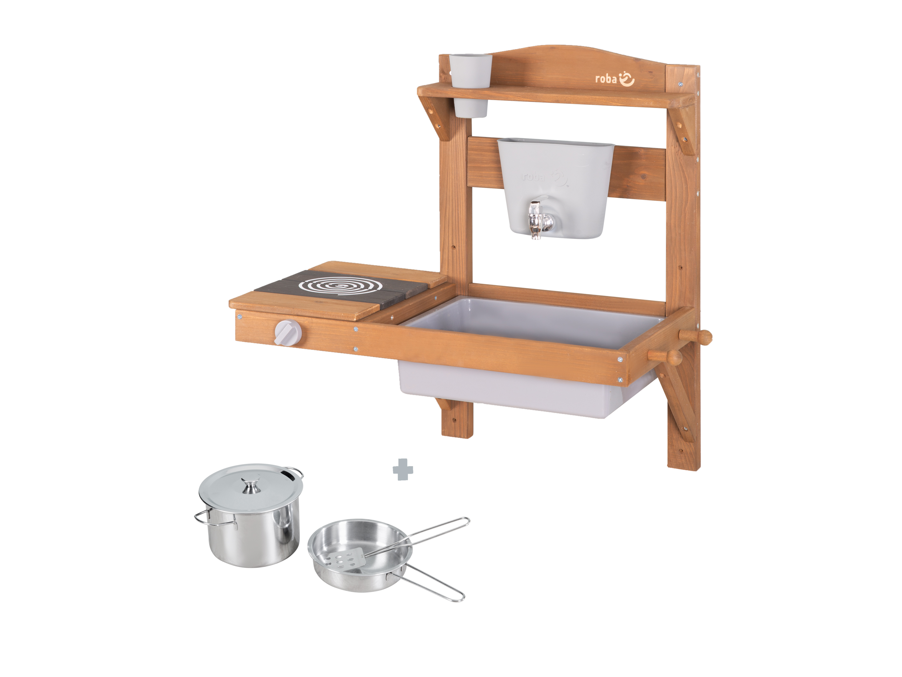 Thumbnail - roba Spiel- und Matschküche, zum Hängen (65x36x65, Teak)