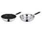 SILVERCREST® Premium Edelstahlpfannen, eine beschichtet und eine unbeschichtet, Ø 28 cm.