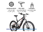 Schwarzes E-Mountainbike mit roten Akzenten und blauer Linie unten.
