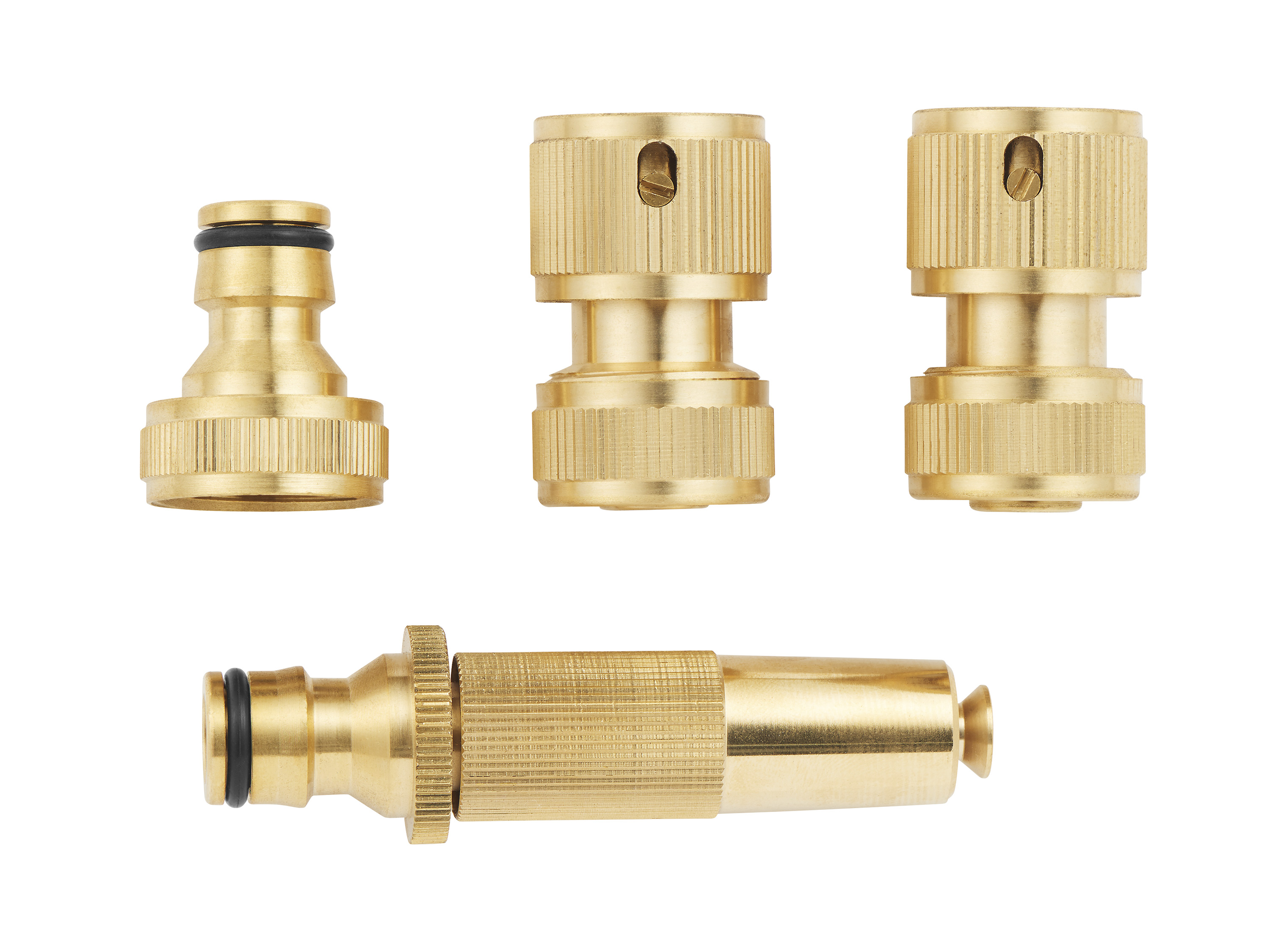 PARKSIDE® Messing Stecksystem, 4-teilig / Messing 2- Wege-Verteiler (Messing- Stecksystem)""