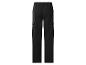 Schwarze Cargohose mit elastischem Bund und Seitentaschen, Rückansicht.