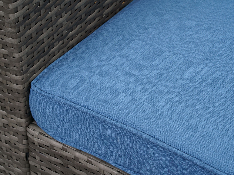 Gehe zu Vollbildansicht: MeXo Gartenmöbel 7-Sitzer Lounge-Set, mit Tisch und Aufbewahrung inkl. Polster, grau/blau - Bild 15