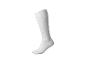 Weißer langer Socken mit gerippter Textur, auf weißem Hintergrund.