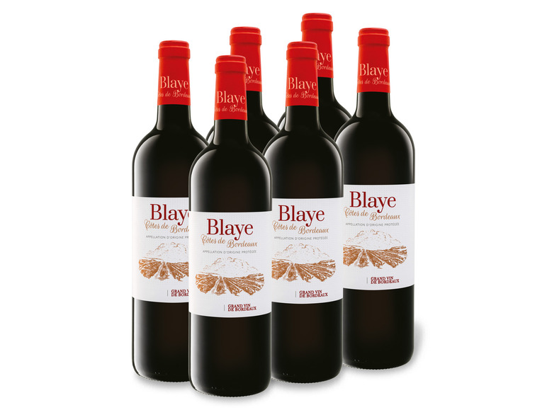 Gehe zu Vollbildansicht: 6 x 0,75-l-Flasche Weinpaket Blaye Côtes de Bordeaux AOP trocken, Rotwein - Bild 1