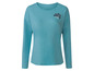 Türkisfarbenes Langarmshirt mit dem Aufdruck 'Inspired by Nature'.
