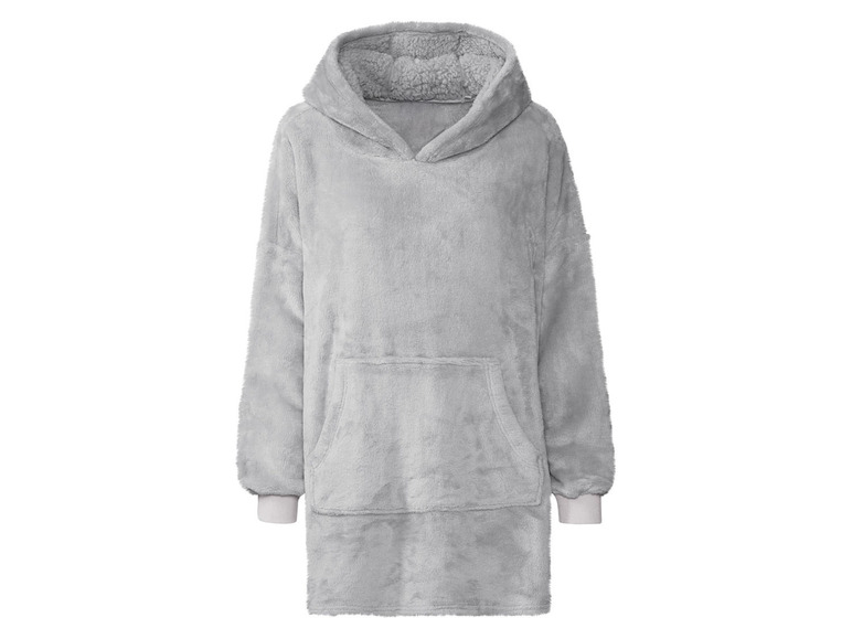 Eine graue Hoodie-Decke mit Kapuze.
