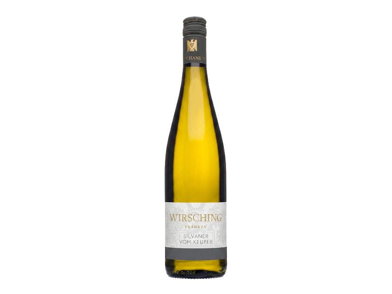 Wirsing Silvaner vom Keuper Weißweinflasche mit weißem und goldenem Etikett.