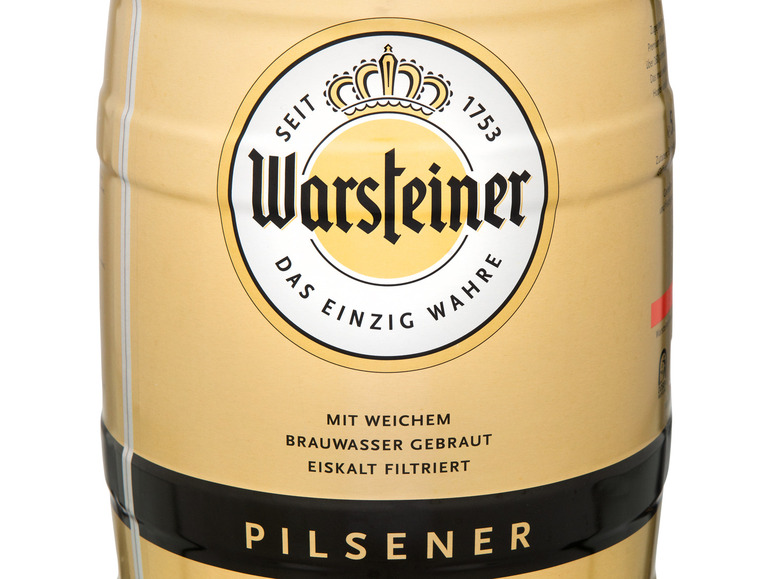 Pilsener mit 4,8 Vol 5 % Zapfhahn, L Pfandfrei Warsteiner Premium Bierfass