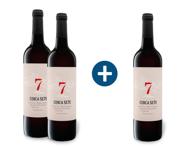 Gehe zu Vollbildansicht: 2+1 Paket Cerca Se7e Vinho Regional Alentejano, Rotwein - Bild 1