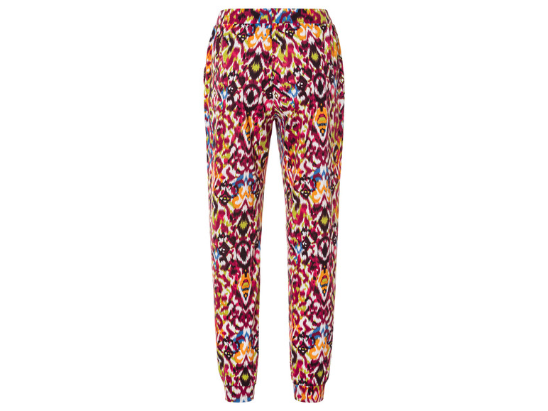 Eine Hose mit einem bunten Paisley-Muster.