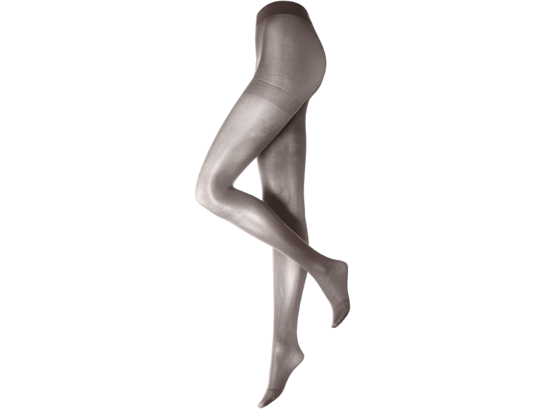 Frauenbeine in dunkelbrauner blickdichter Strumpfhose.