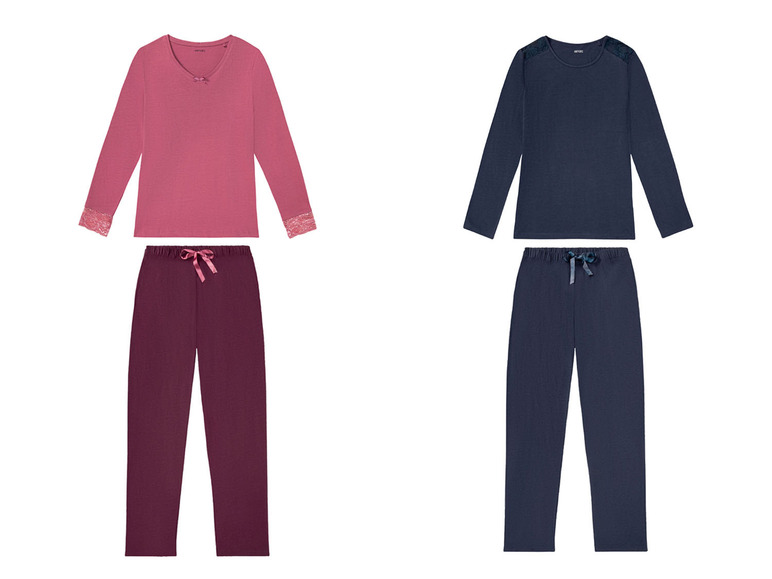 Zwei Pyjama-Sets mit langen Ärmeln und Hosen.