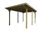 Holzcarport mit Wellblechdach auf weißem Hintergrund