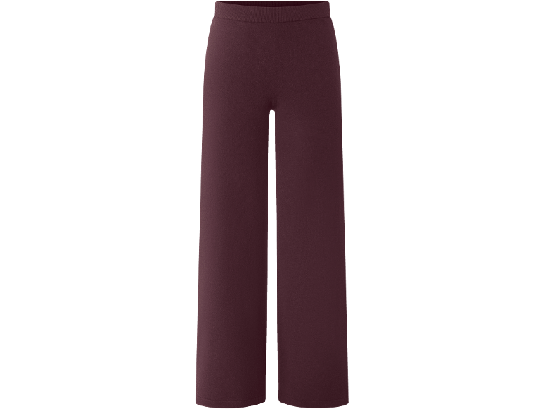 Bordeauxrote Strickhose mit weitem Bein und elastischem Bund.
