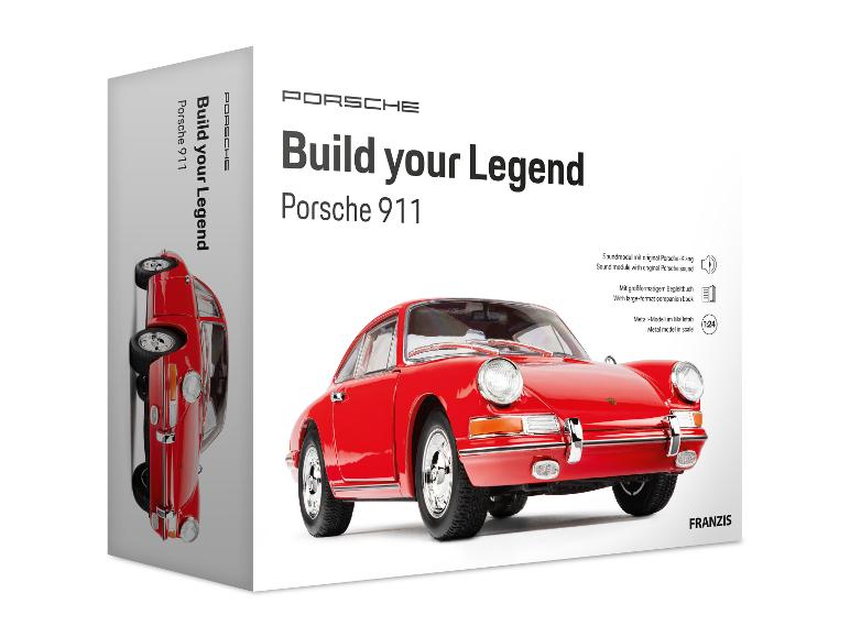 Porsche 911 Modellbausatz mit Soundmodul und Buch.