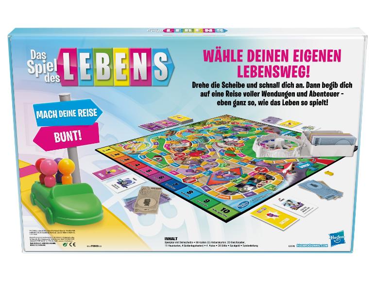 Das Spiel des Lebens mit Spielplan, Drehscheibe und Geld.