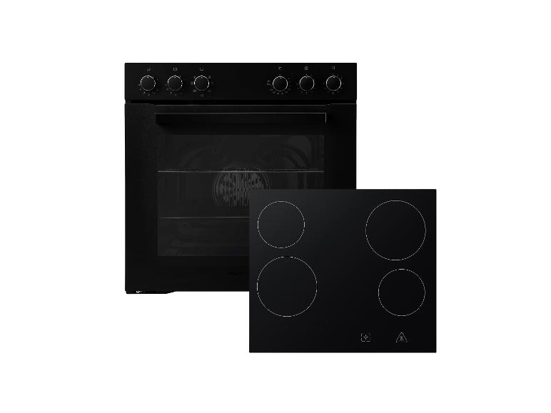 Schwarzer Elektrobackofen mit Vier-Zonen-Kochfeld