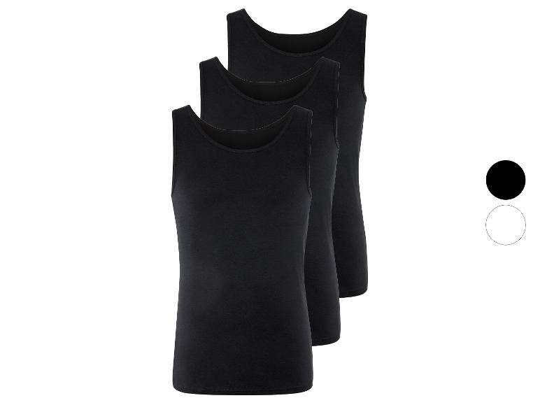Drei schwarze Tanktops für Herren.