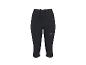 Schwarze Damen-Sport-Caprihose mit Kordelzug in der Taille und Logo.