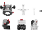 Akku-Oberfräsen-Set mit Tauchbasis, Kantenfräsbasis, Parallelanschlag, Schlüssel und Fräser-Bits