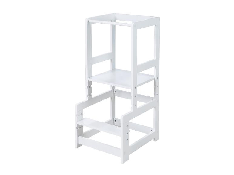 Weißer, höhenverstellbarer Lernturm aus Holz für Kinder