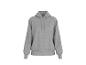 Grauer Hoodie mit einem kleinen Herz auf der Brust.