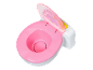 Rosa-weißes Kinder-Töpfchen mit einem durchsichtigen rosa Deckel mit Einhorn-Design