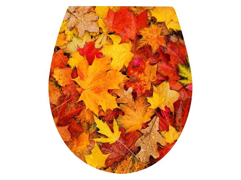 Toilettendeckelaufleger mit Herbstlaub-Motiv.