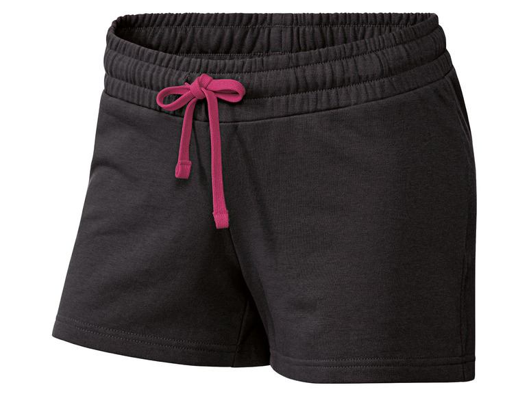 Schwarze Damen Shorts mit rosafarbenem Kordelzug