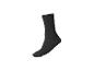Eine schwarze Sportsocke mit weißem Logo