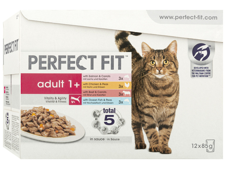 Gehe zu Vollbildansicht: PERFECT FIT Katzennassnahrung Multipack Adult 1+, 12 x 85 g - Bild 1