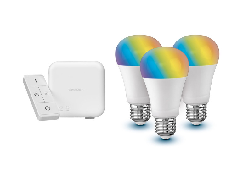 LIVARNO home Starter Kit Gateway 3x RGB Home« Smart und Fernbedienung + Leuchtmittel »Zigbee