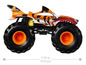 Ein orangefarbener Hot Wheels Monster Truck mit Tigermuster.
