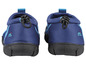 Blaue Wasserschuhe der Marke M. mit schwarzer Sohle.