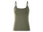 Olivengrünes Spaghettiträgertop, schlichtes und elegantes Kleidungsstück.