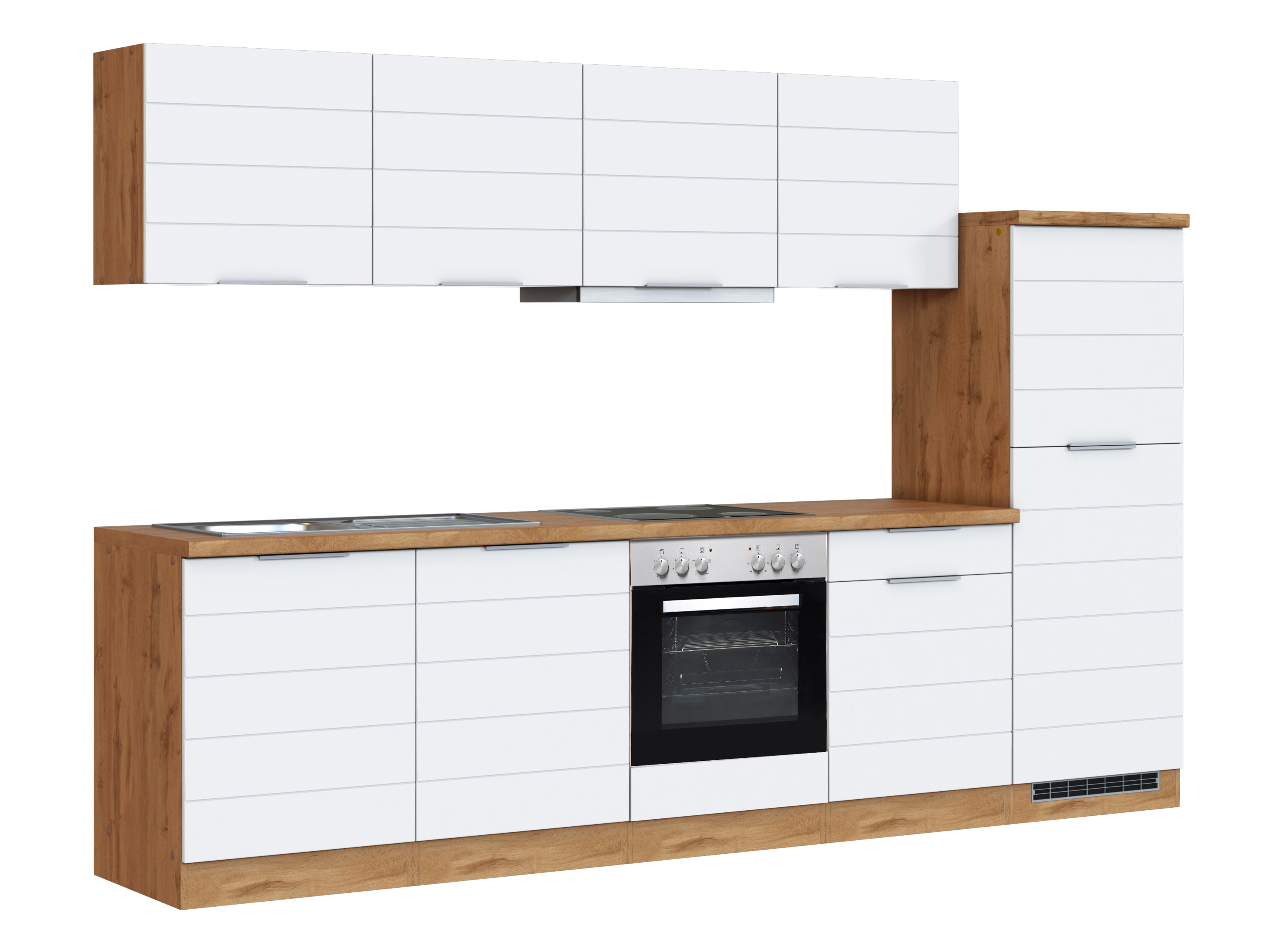 Thumbnail - HELD Küchenzeile »Bonn«, mit Elektrogeräten (300 cm, wotaneiche/ matt weiß)