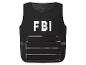 Schwarze FBI-Weste mit weißem Text und horizontalen Linien