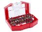 Schraubendreher-Bit-Set in roter Box, mit verschiedenen Bits und Adaptern.