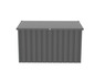 Eine Metall-Lagerbox mit Flachdach.