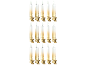 Reihen von goldenen und weißen LED-Kerzenlichtern mit Clips, ideal für festliche Dekorationen.