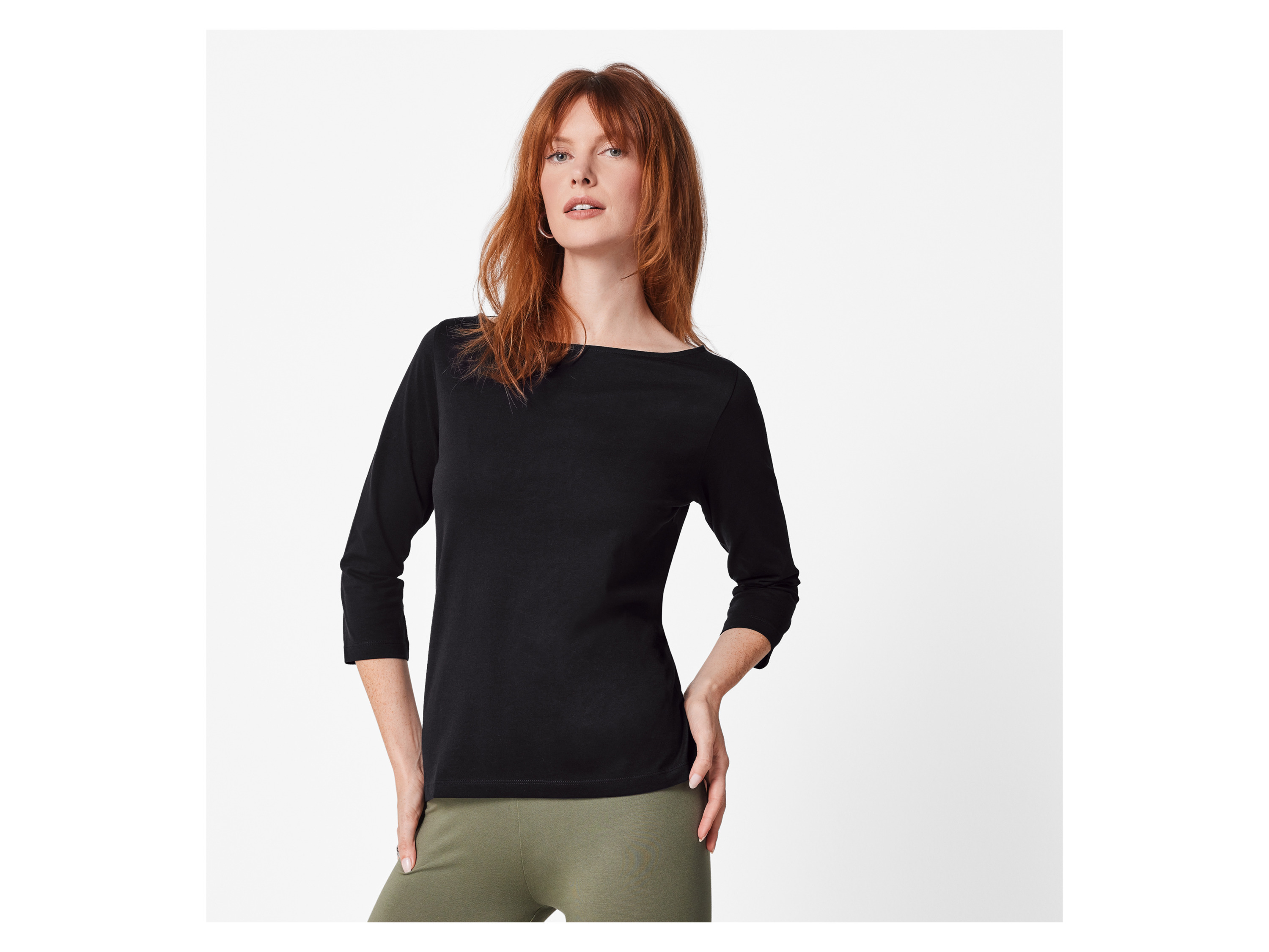 Thumbnail - esmara® Damen Langarmshirt 3/4 Arm, 2 Stück (Schwarz/weiß, L(44/46))