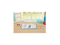 Kinder-Wasserperlen-Set mit Welpenmotiven auf einem Holztisch.