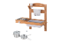 Roba Holz-Kinderküche mit Edelstahl-Töpfen und -Pfanne.