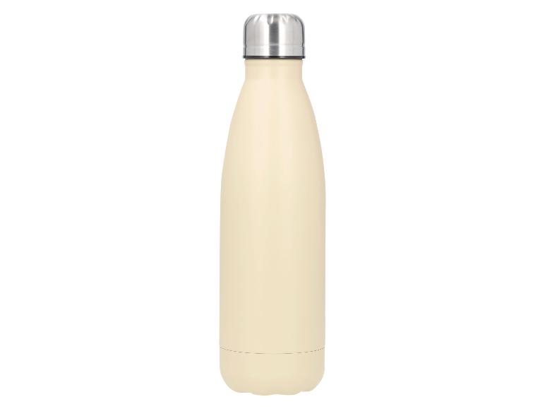 Cremefarbene Metall-Isolierflasche mit silbernem Verschluss